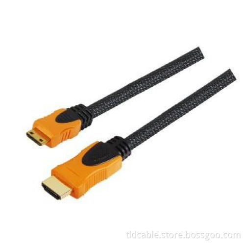 Mini HDMI to HDMI Cable Dual Color Orange and Black